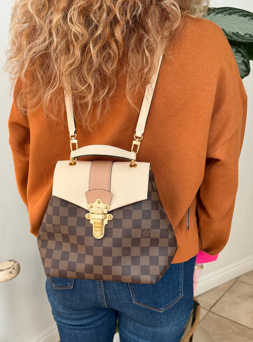 louis vuitton clapton backpack organizer Damier Ebene/Creme Mautto Fair Condition Bag Organizer for LV Clapton