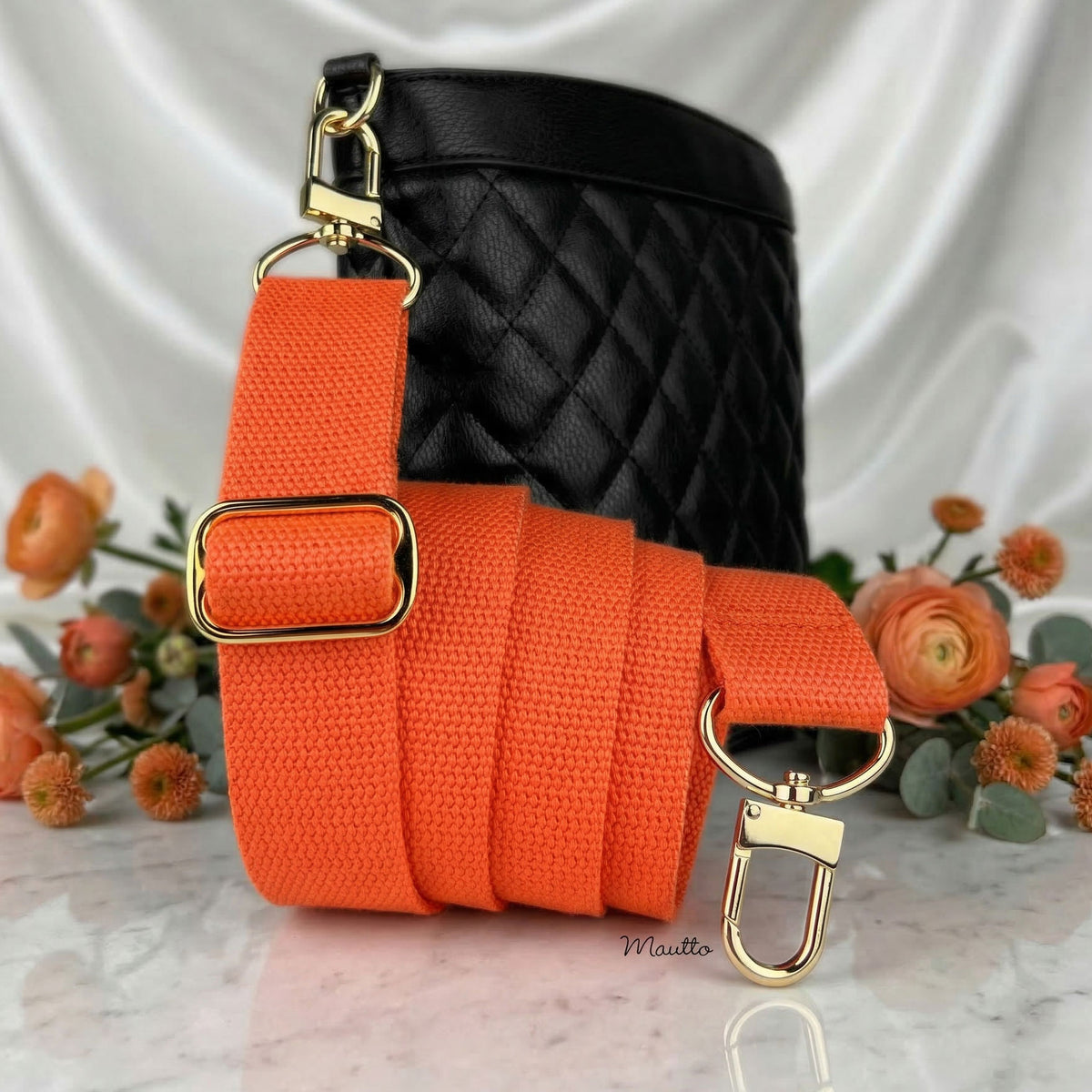 Orange Heavy-duty Fabric Bag Strap / Adjustable Shoulder to