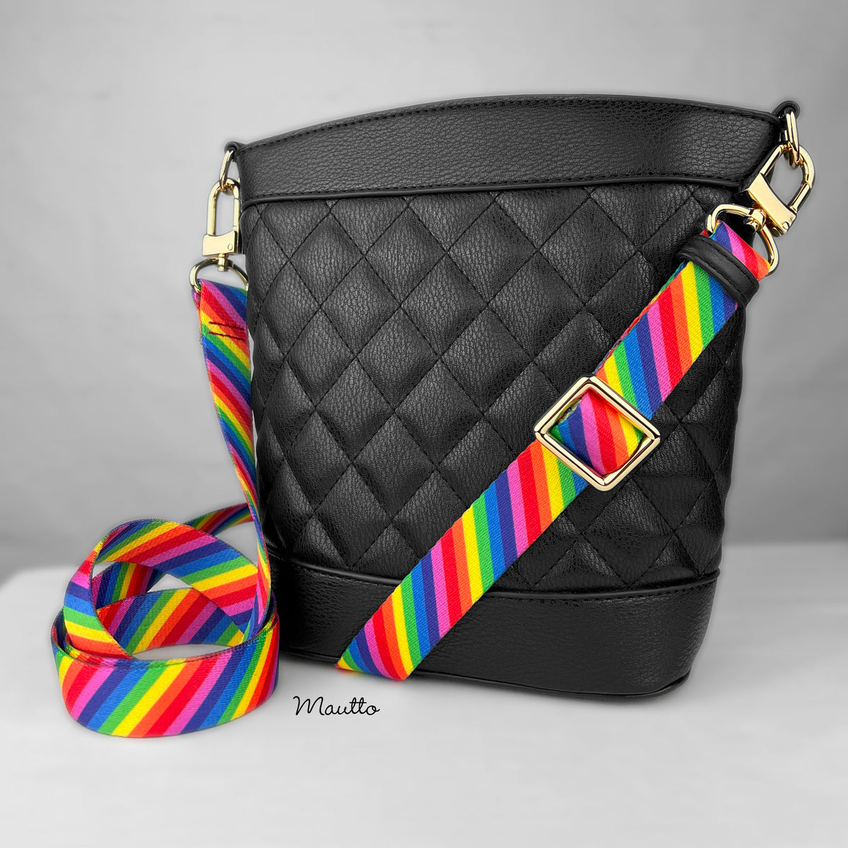 Purse Strap Rainbow Love Heart Adjustable 2W Cross-Body Shoulder LGBTQ Pride Rainbow Leather Chain Link Strap – KMM & Co main image 4