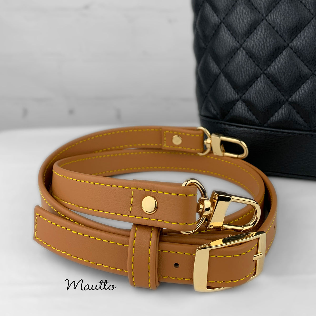 Adjustable Buckle Strap - Tan Leathers w/ Yellow Stitching - 19mm Wide –  Mautto