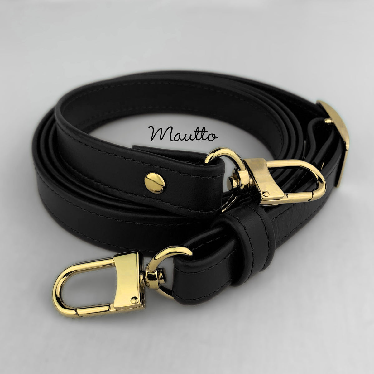 OULARIO Solid Black Leather Bandouliere Strap for Keep All 45 50 55 Speedy 40 Luggage Leather Strap