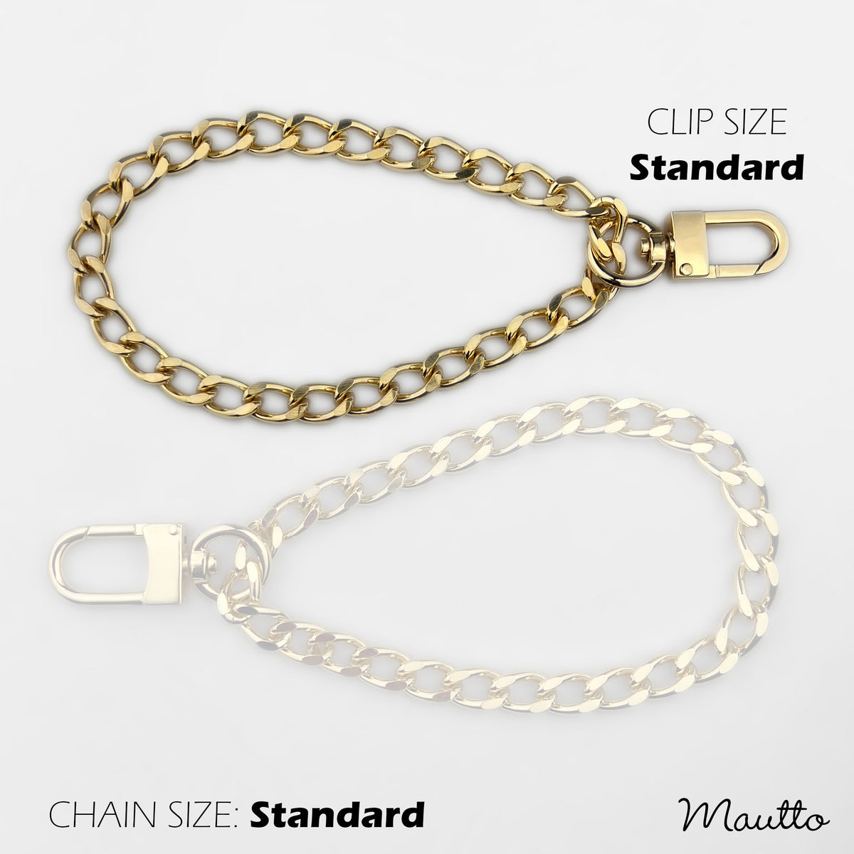 Large Flat Classy Curb Chain, Gold-tone Finish - 9/16 inch (15mm) Wide  Luxury Chain Strap - Handle to Crossbody Lengths