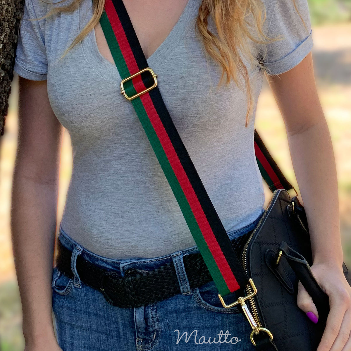 Green, Red & Black Handbag Strap - Adjustable Shoulder to Crossbody – Mautto