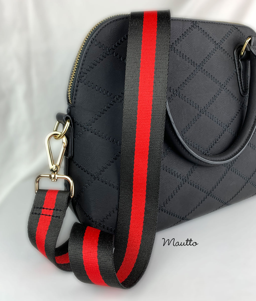 Removable Handbag Strap: Red & Black Adjustable Striped Crossbody – Hampton  Road Designs