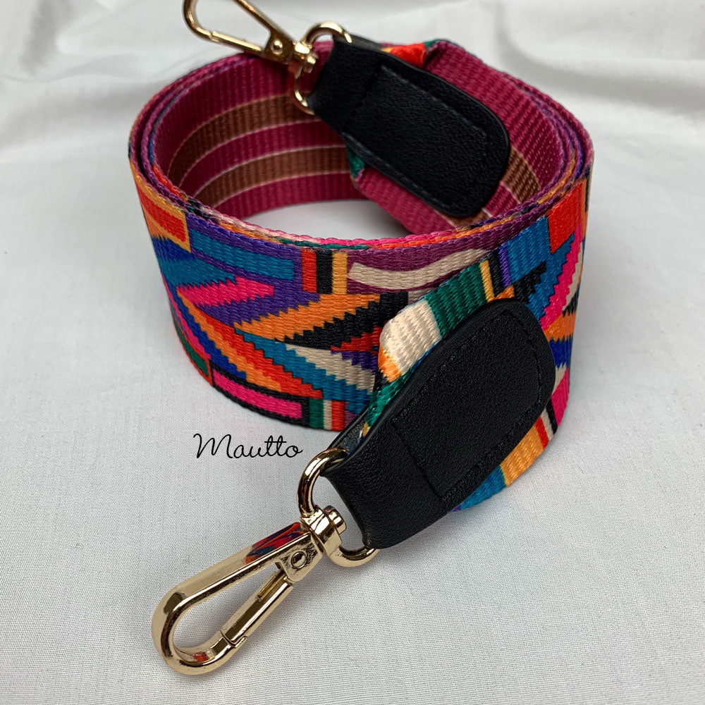 Extra Wide, Colorful Geometric Tribal Crossbody Strap for Bags