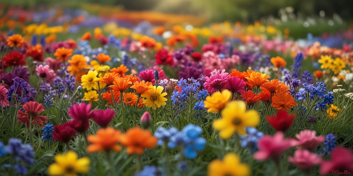 Photo of a field of colorful flowers, for fashion inspiration.