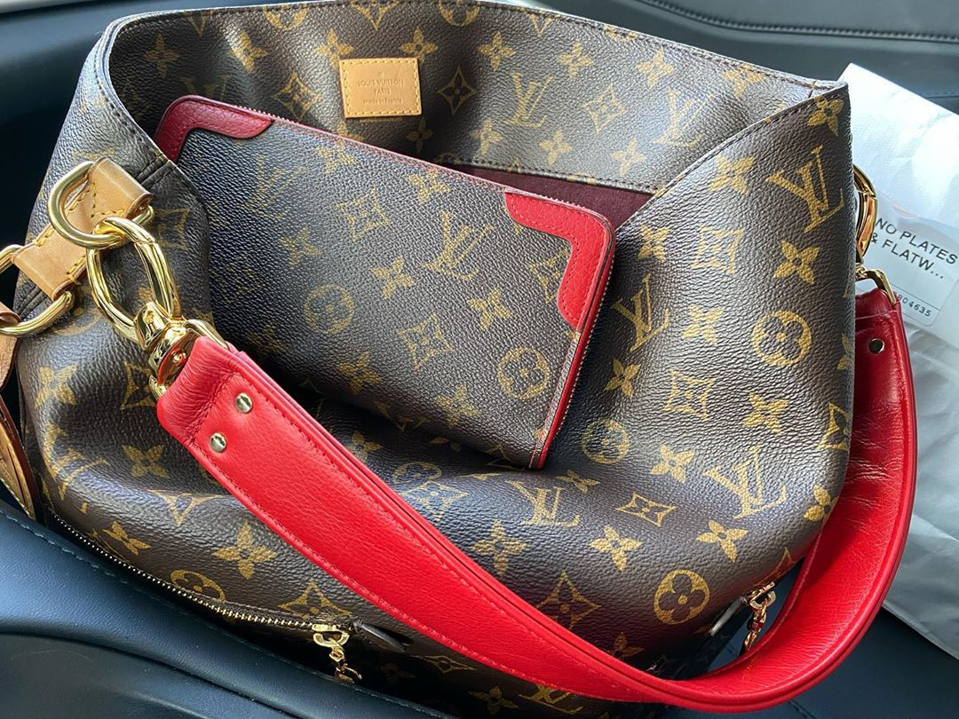 Louis vuitton purse with red strap sale