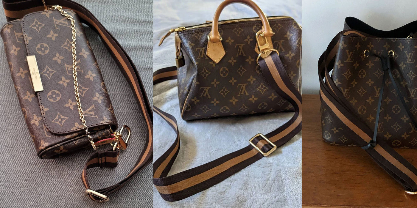 Photos of LV purses and handbags with popular strap.