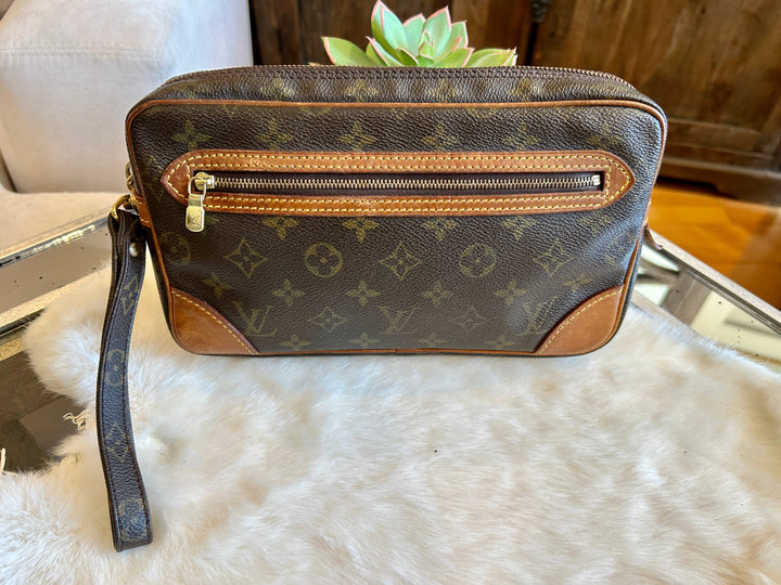 High quality Authentic Louis Vuitton Marly Dragonne Clutch Monogram