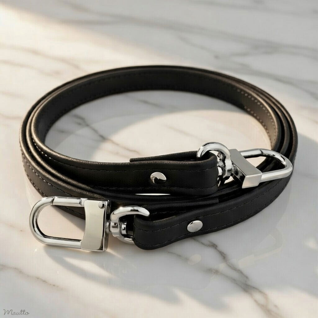 Black Leather Strap (13mm Petite Width) for LV Pochette, Alma, Eva