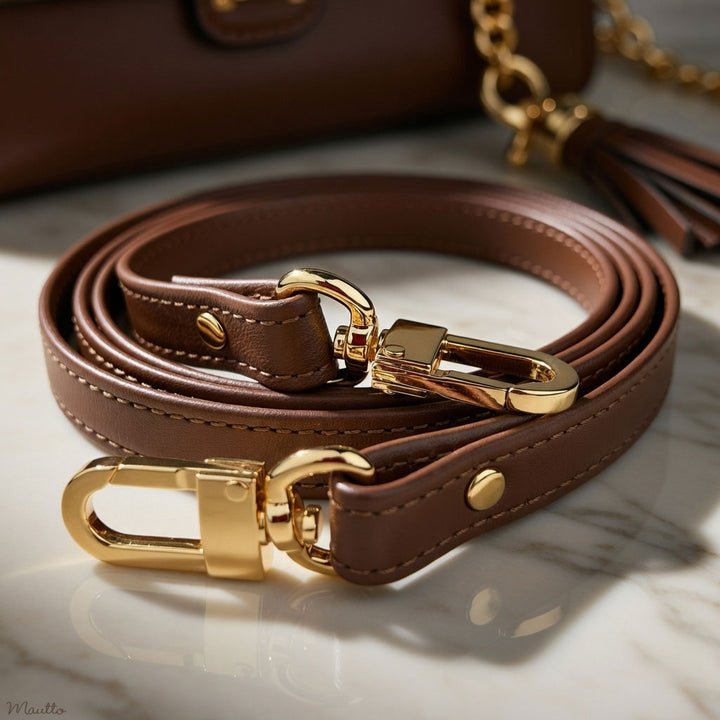 Chocolate Brown Leather Strap for Purse/Handbag - Customize Length