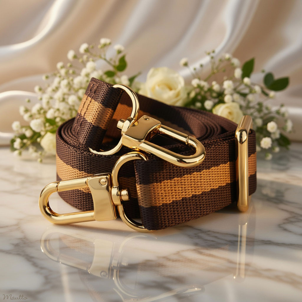Tri Color Body Strap Dark Brown & Golden Tan, Slim Cross Body Strap - Adjustable Length – Mautto