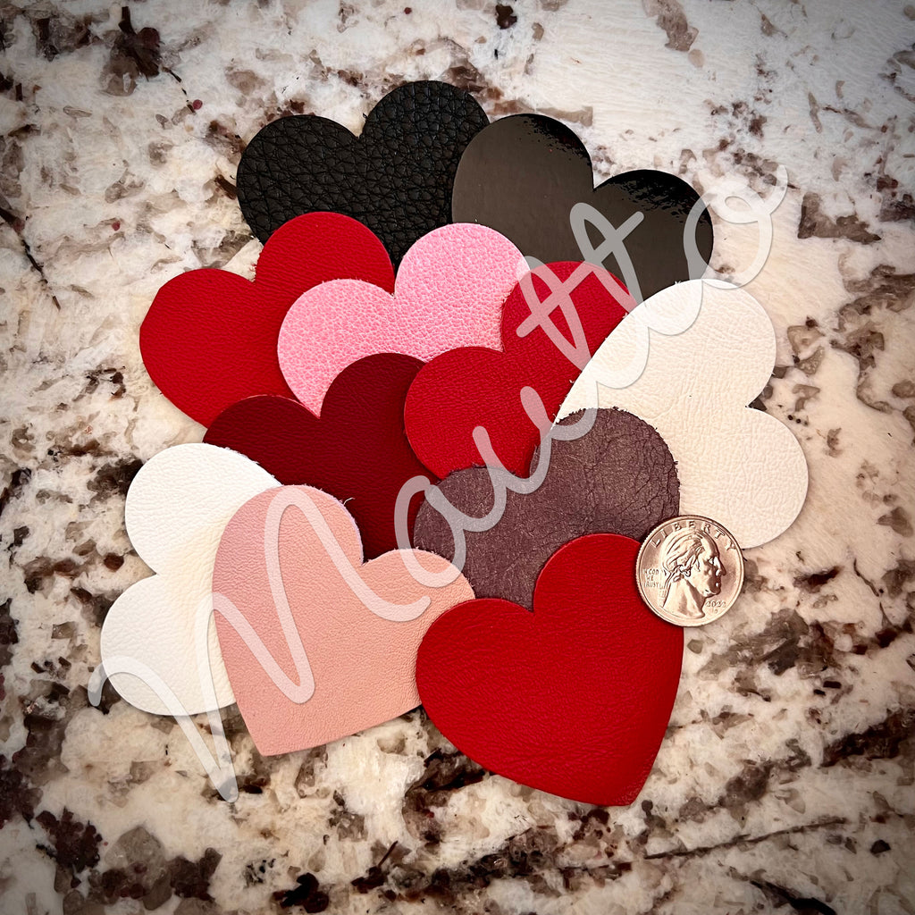 Leather Heart Cut-outs for DIY Valentine's Day Crafting Art