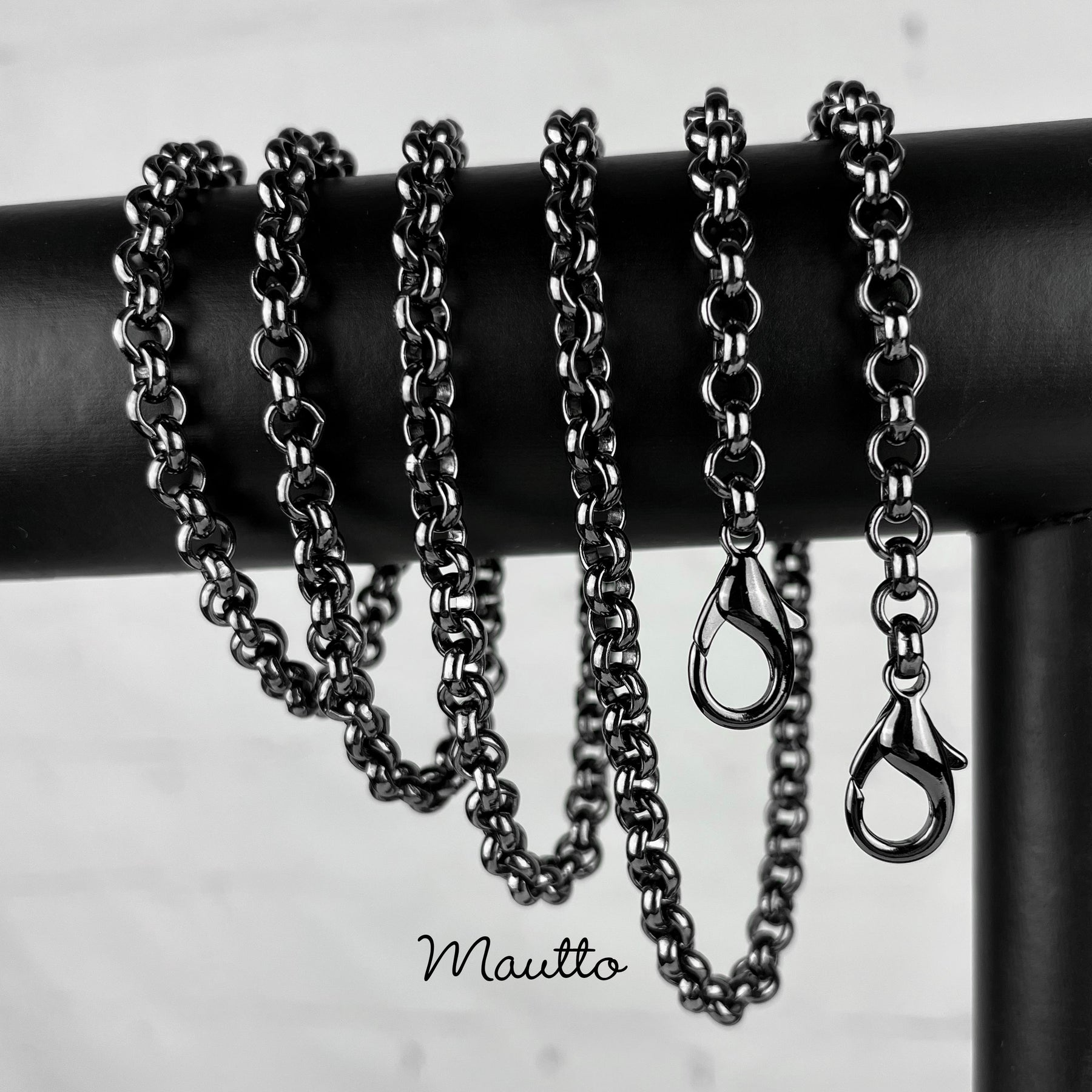 Thick Classy Curb Chain - Luxury Gunmetal/Black Chain Strap for Bags –  Mautto