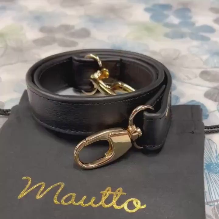 Black Pebble Leather Strap - 1 inch (25mm) Wide - Choose Length/Clips –  Mautto