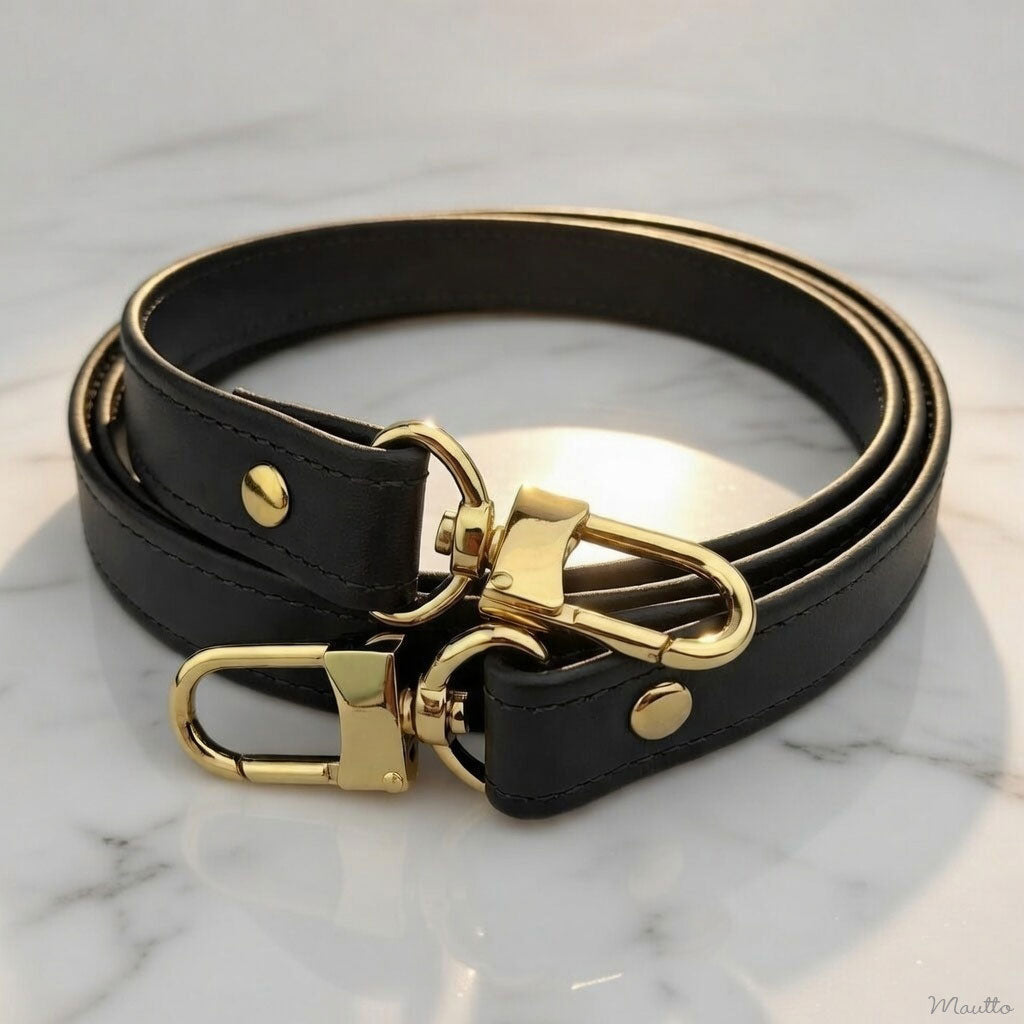 Black Leather Strap (19mm Width) for LV DE Speedy, Noe, etc – Mautto