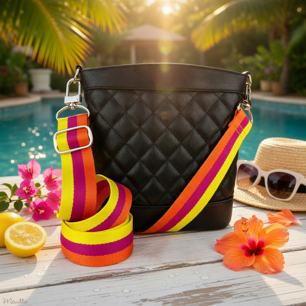 Colorful Neon Strap for Purse Handbag - Yellow Fuchsia  display picture 2
