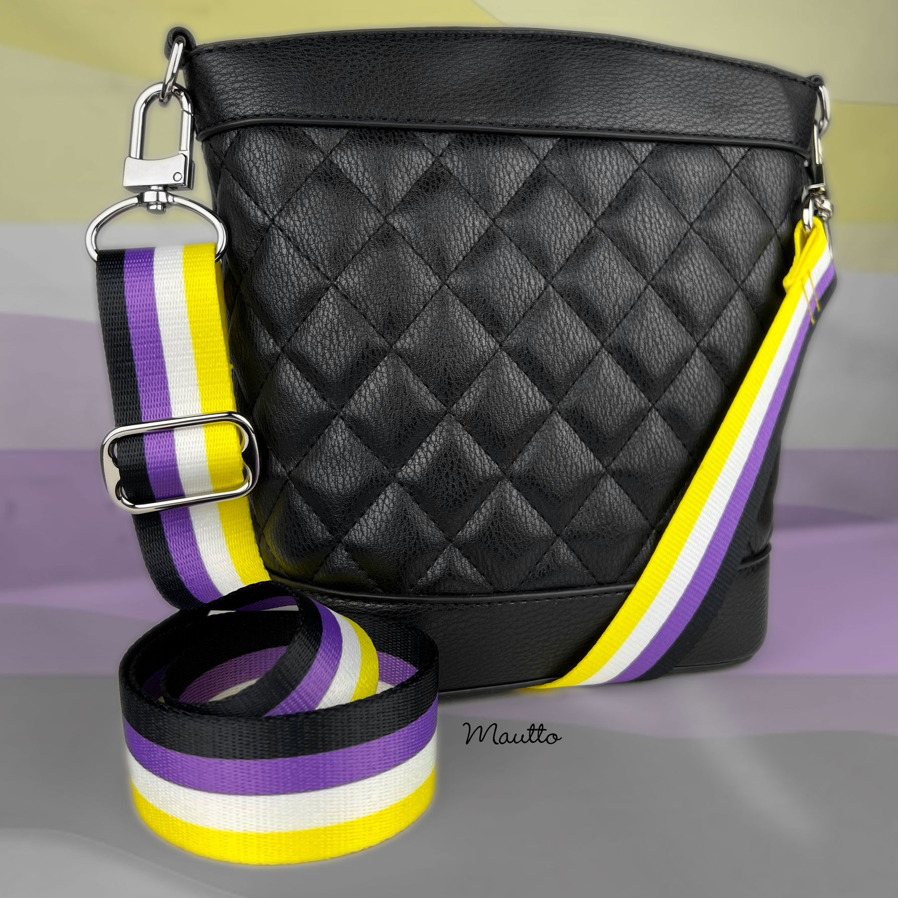 Non Binary Enby Pride Purse Strap - Yellow White Purple Black Colorway –  Mautto