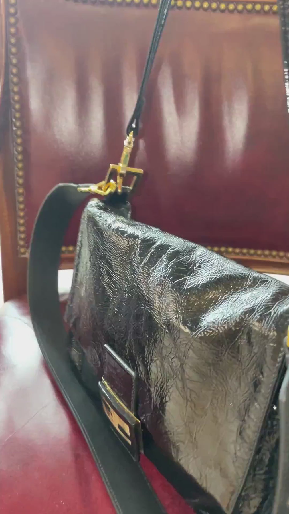 dressupyourpurse Lambskin Bag Strap - Long Bag Strap Replacement Gradient Black Pink Gold Hardware