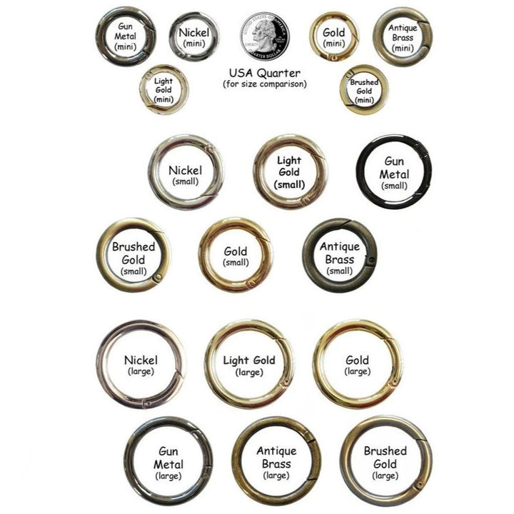 Spring Gate O-ring Hardware Replacement, Various Finishes & Sizes Spring Gate O-ring Hardware Replacement, Various Finishes & Sizes