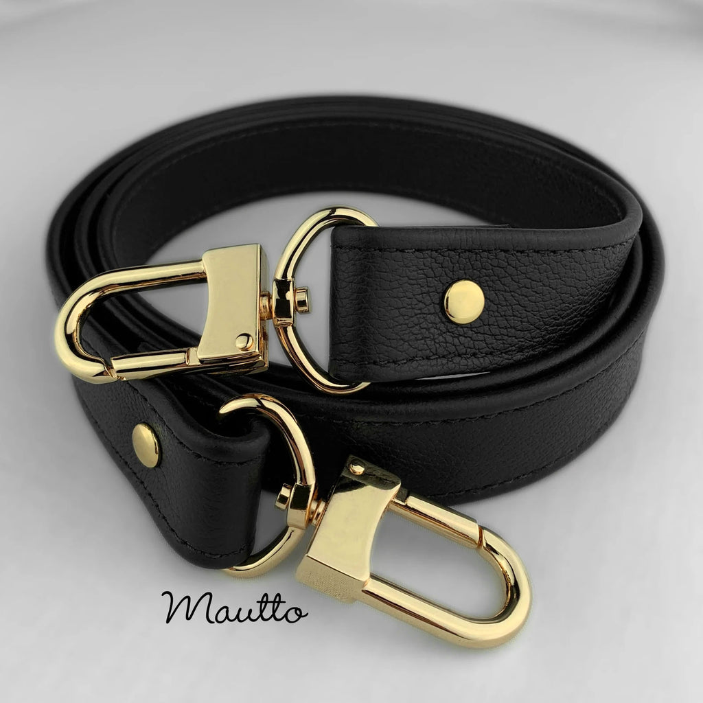 Black Pebble Leather Strap - 1 inch (25mm) Wide - Choose Length/Clips –  Mautto