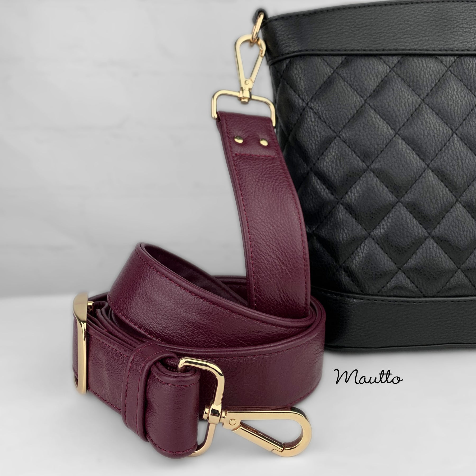 Wide/Comfortable Leather Adjustable Strap - Shoulder to Crossbody Brown Leather / #19 Gold-Tone