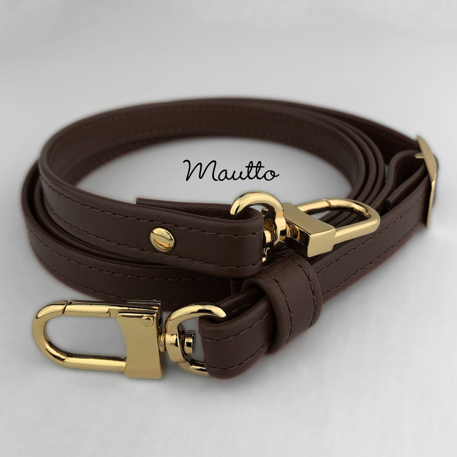 Mautto Dark Brown Adjustable Leather Strap for LV de Pochette/Eva, Petite Bag 34-55 Crossbody / Gold-Tone