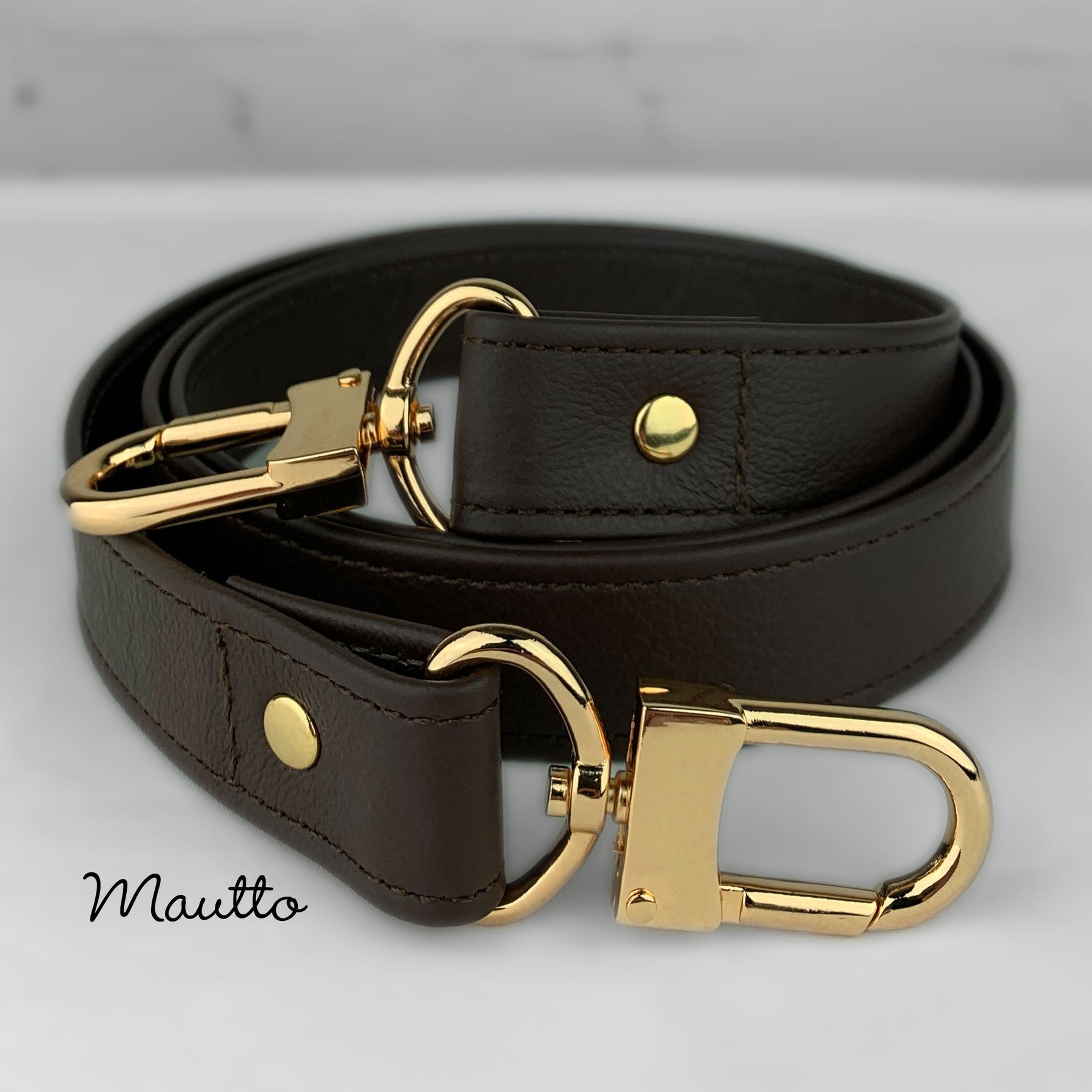 Dark Brown Leather Strap (25mm) for LV Artsy, Delightful, Graceful, GM 60 Extra Long Crossbody / Gold-Tone