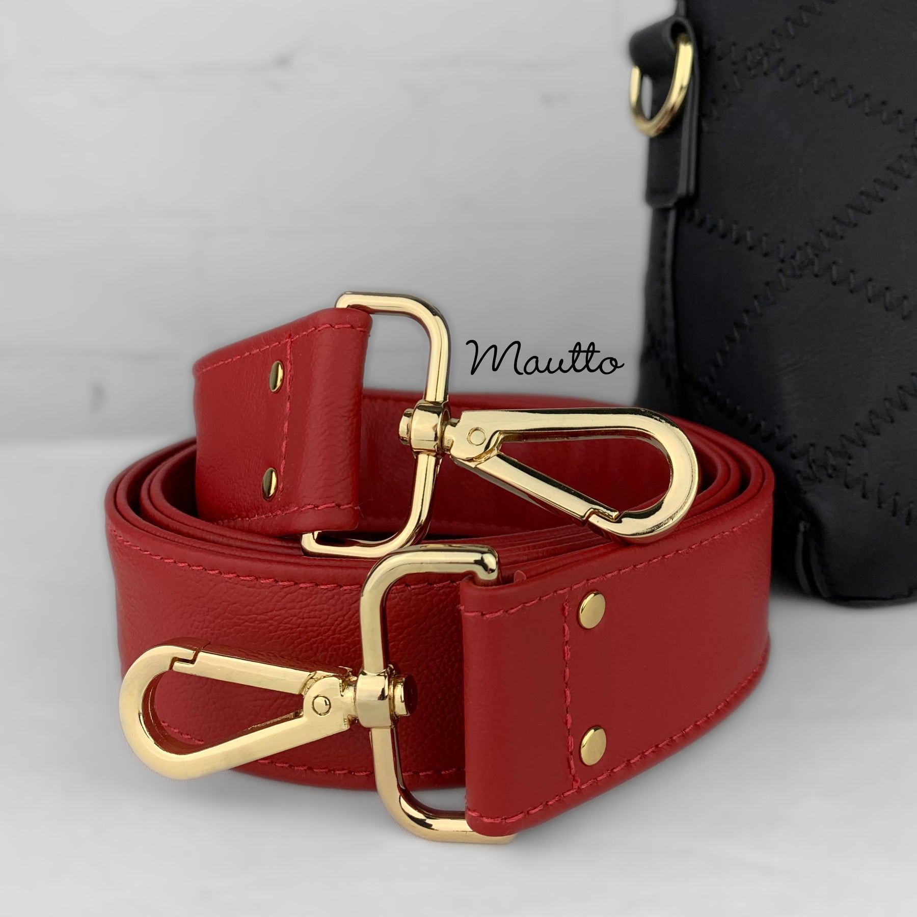 Wide Leather Cross Body Strap - Gold-tone or Antique Gold Clips – Mautto