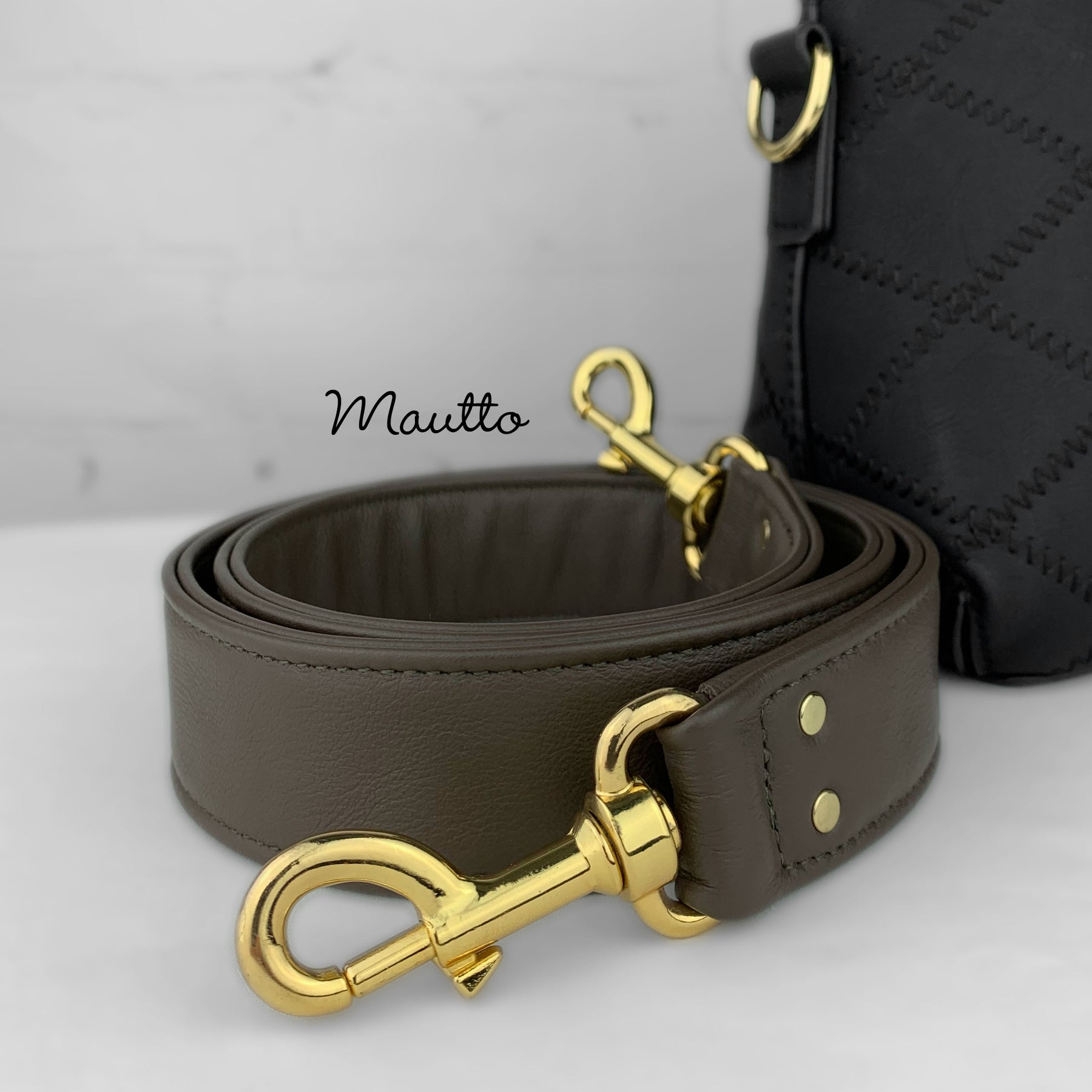 Wide Leather Short Crossbody Strap - Gold-tone or Antique Gold