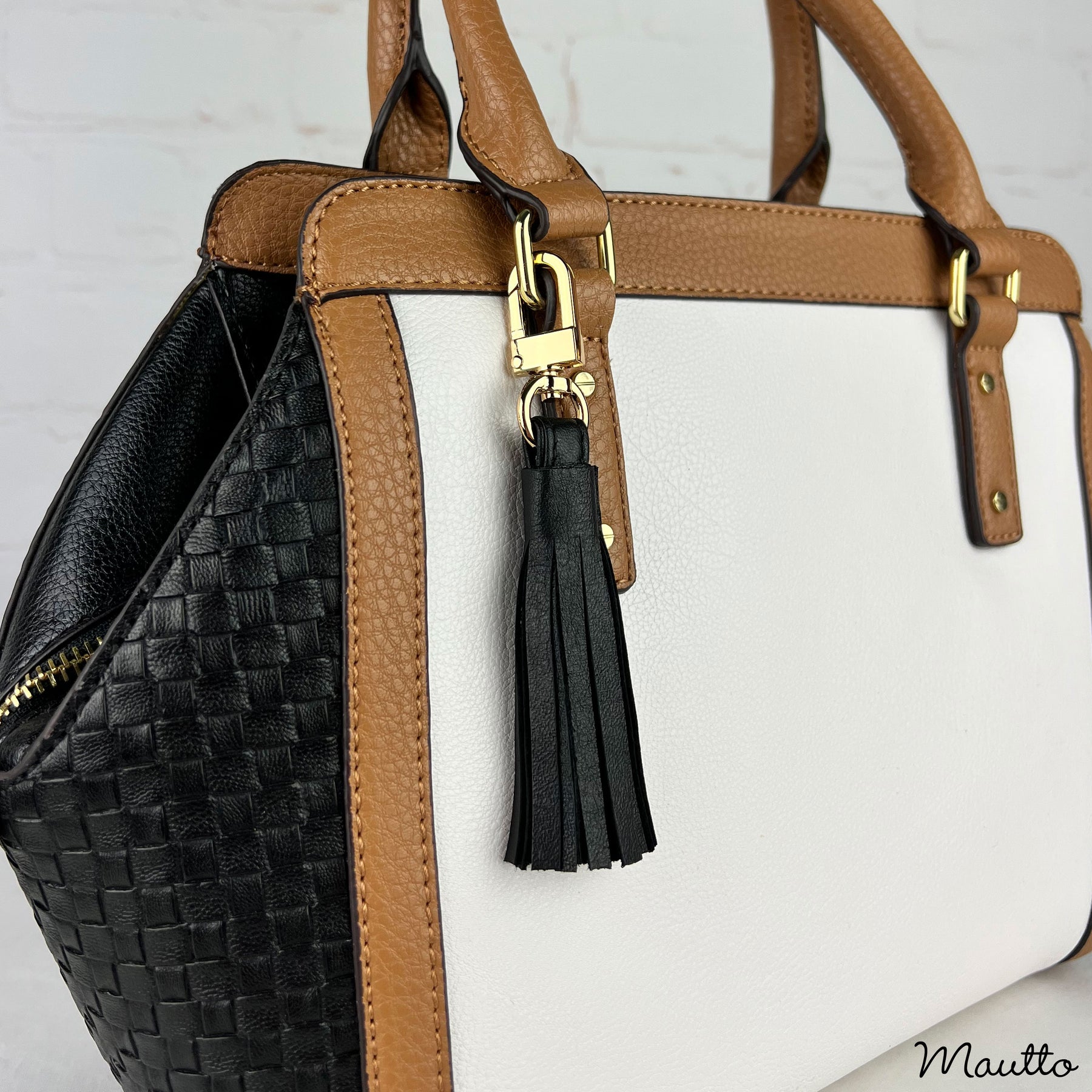 leather tassel handbag accessory swivel clip attachment
