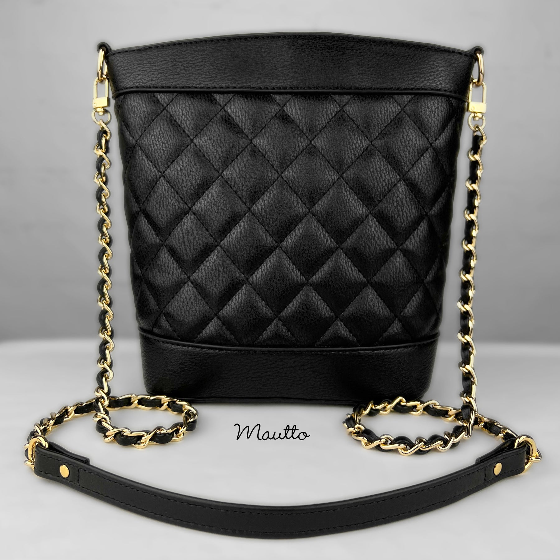 Ultra Luxe Leather woven Gold Chain Strap W Leather Shoulder Section ultra-luxe-leather-woven-gold-chain-strap-w-leather-shoulder-section