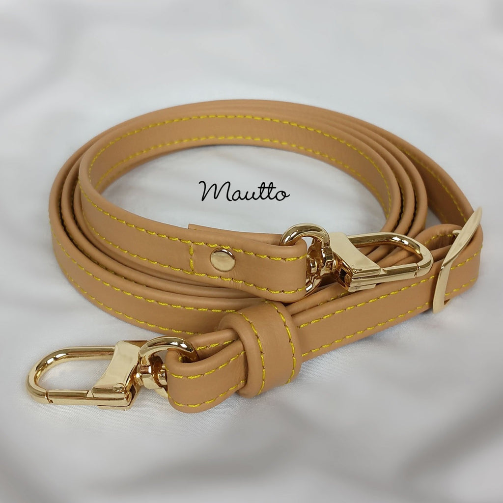 Tan Leather Strap with Yellow Stitching for Louis Vuitton Bags – Mautto
