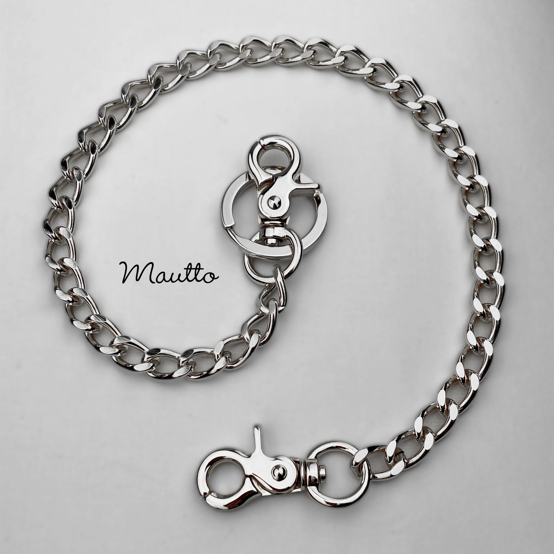 Mautto Wallet Chain / Key Tether - Standard & Long Lengths, Removable Keyring Standard - 18 Inches / Silver-Tone
