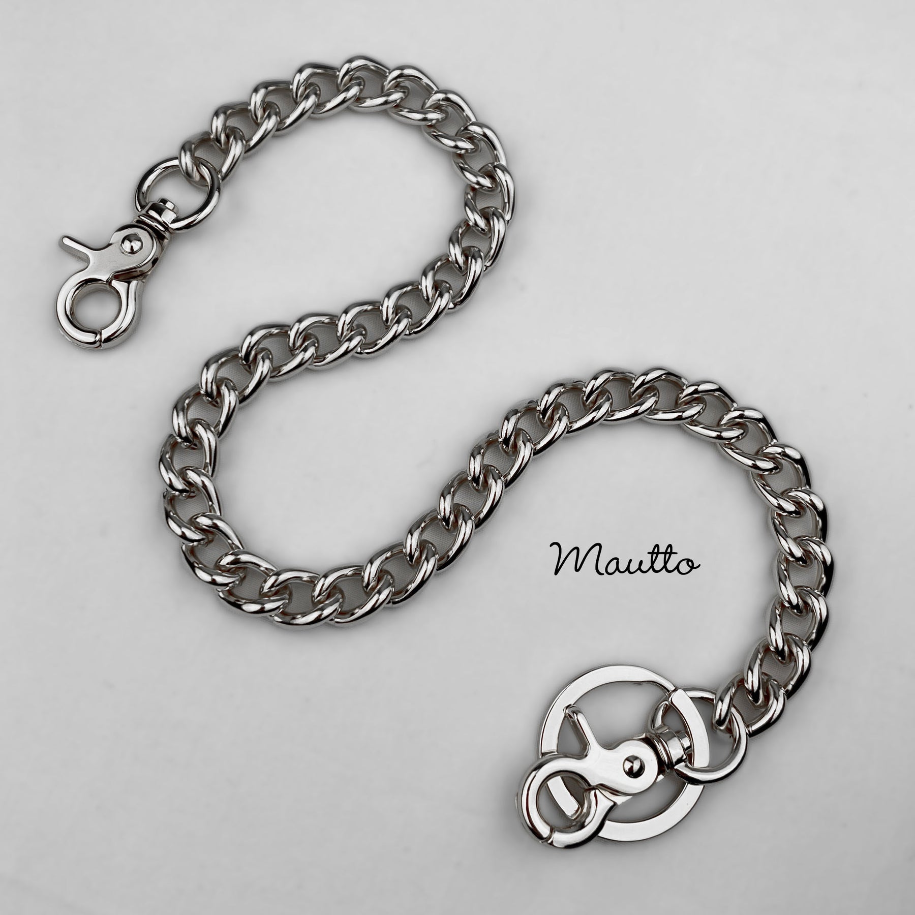 Mautto Wallet Chain / Key Tether - Standard & Long Lengths, Removable Keyring Standard - 18 Inches / Silver-Tone