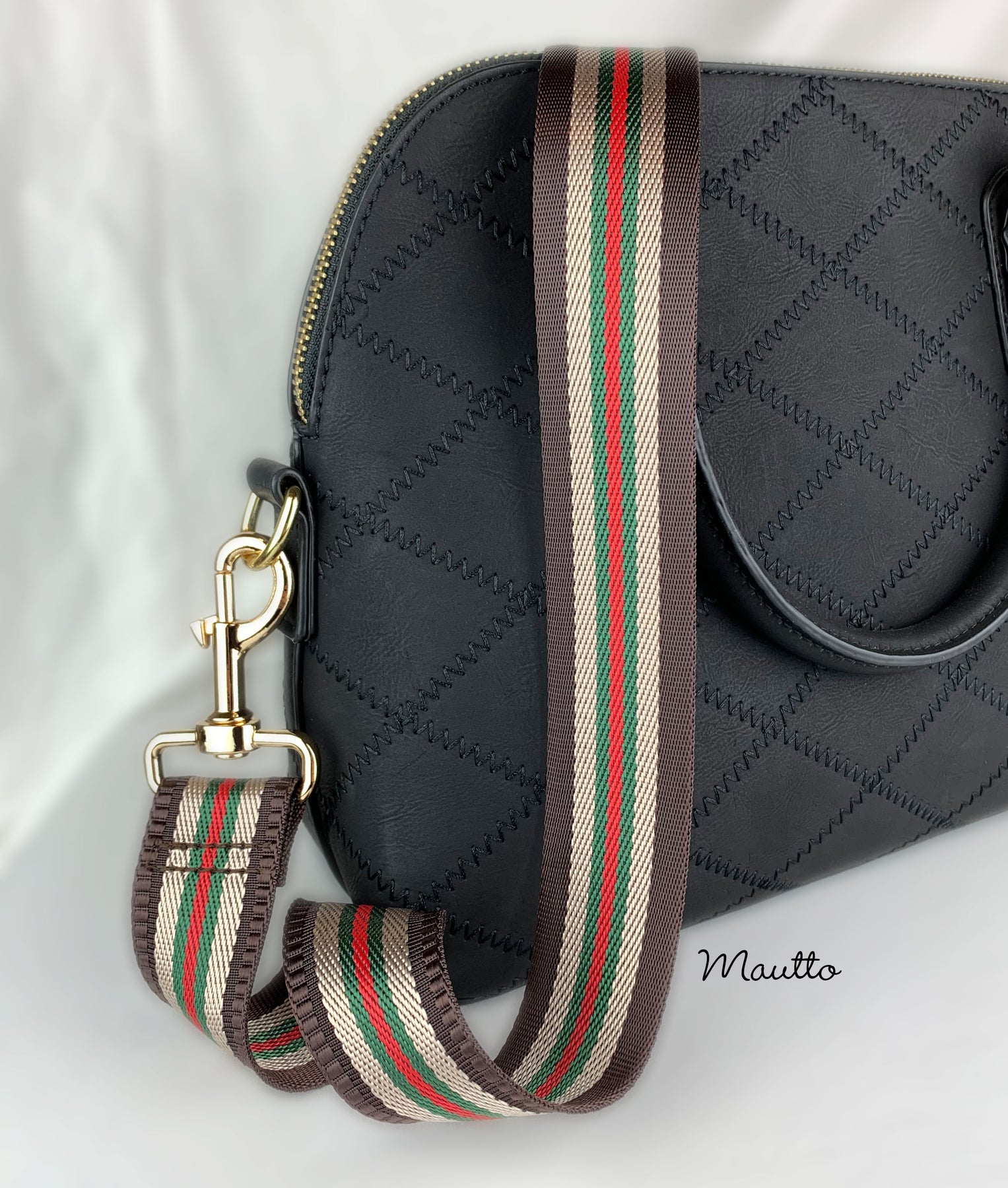 Red and Green Striped Purse Strap