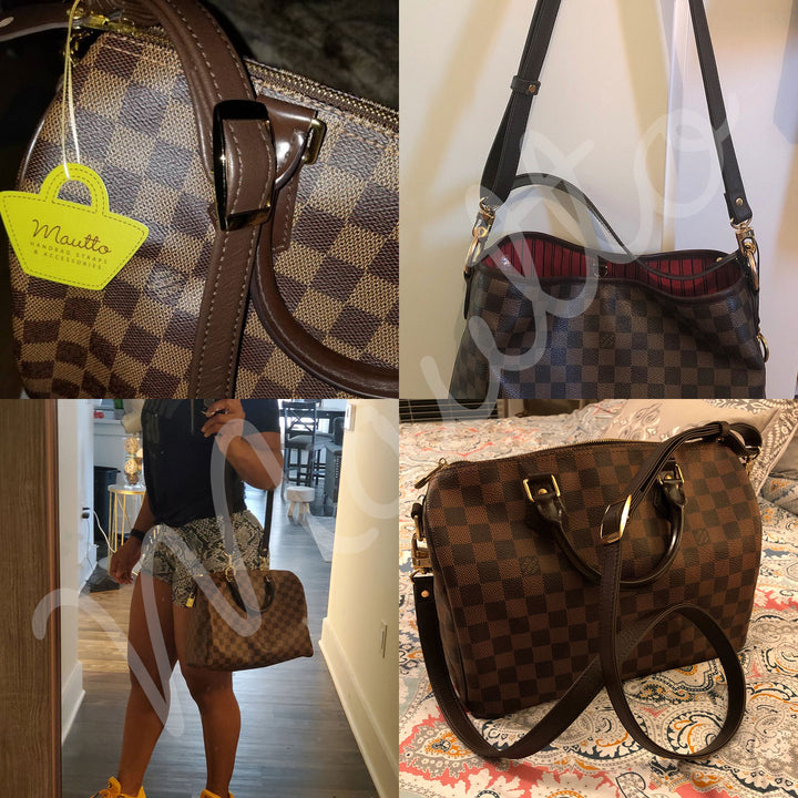 Dark Brown Adjustable Leather Strap for LV DE Speedy, Noe, Metis