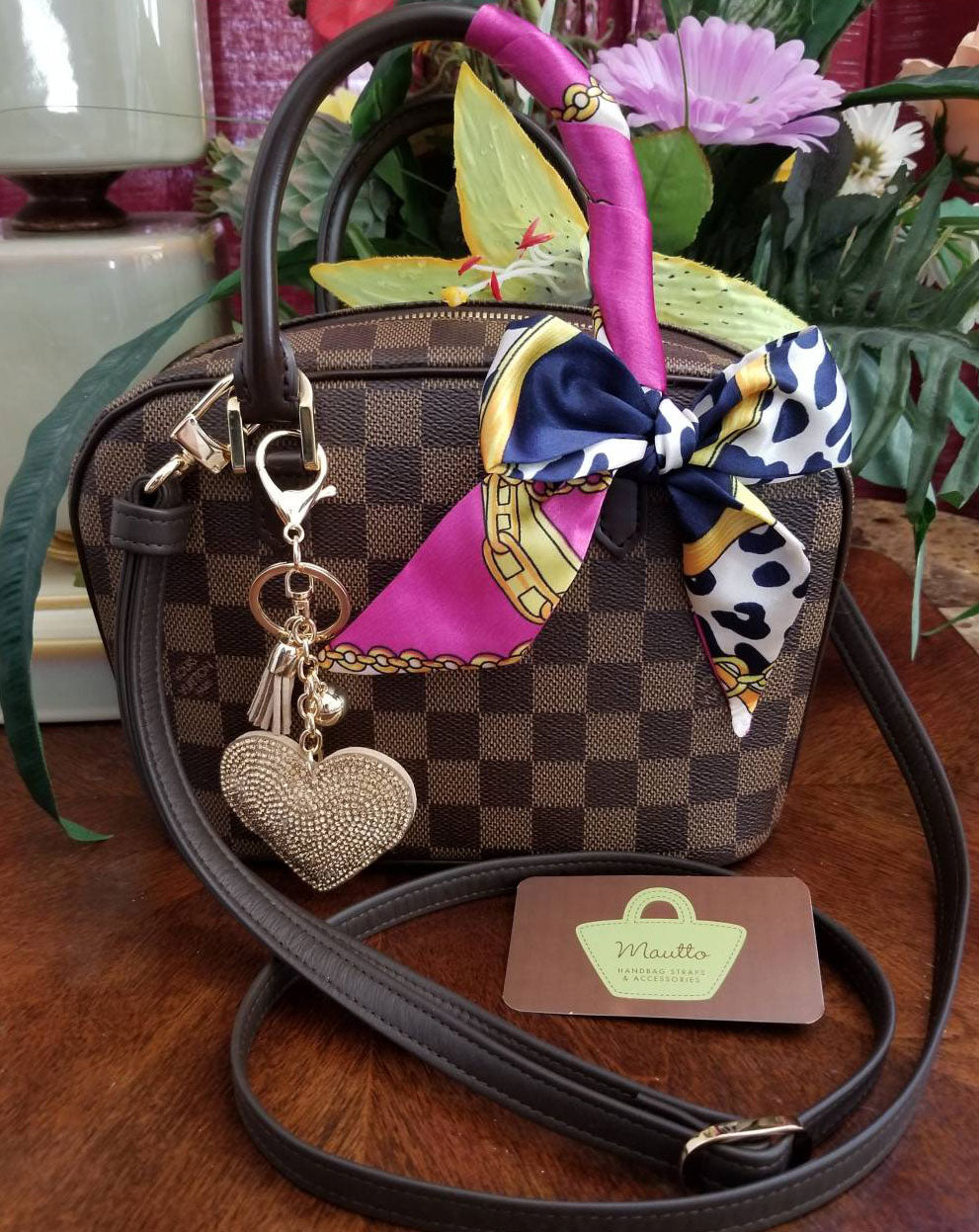 Dark Brown Adjustable Leather Strap for LV DE Pochette Eva Petite Bag Mautto