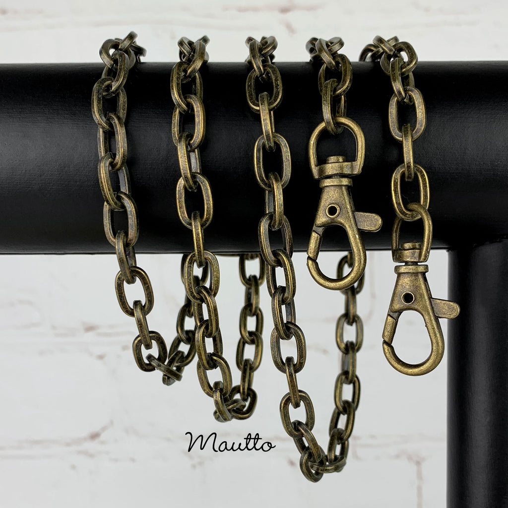 Elongated Box Chain - Antique Brass Chain Strap for Vintage Bags 50 Crossbody / Lobster Clasp