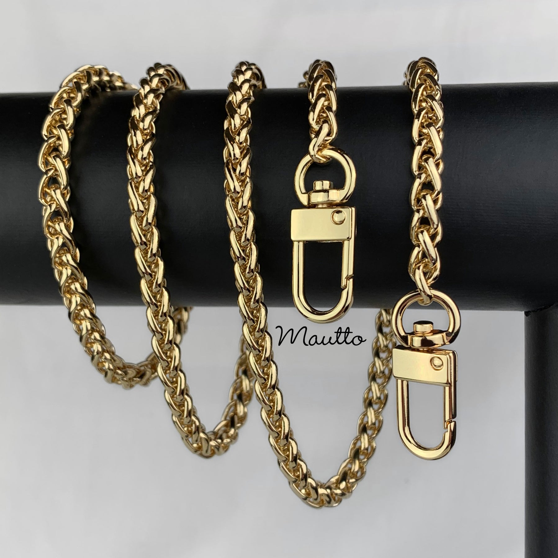 Mautto Wallet Chain / Key Tether - Standard & Long Lengths, Removable Keyring Long - 27 Inches / Gold-Tone
