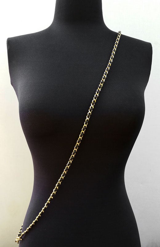 Extra Petite GOLD Chain Strap With Black Leather Weave Mini 
