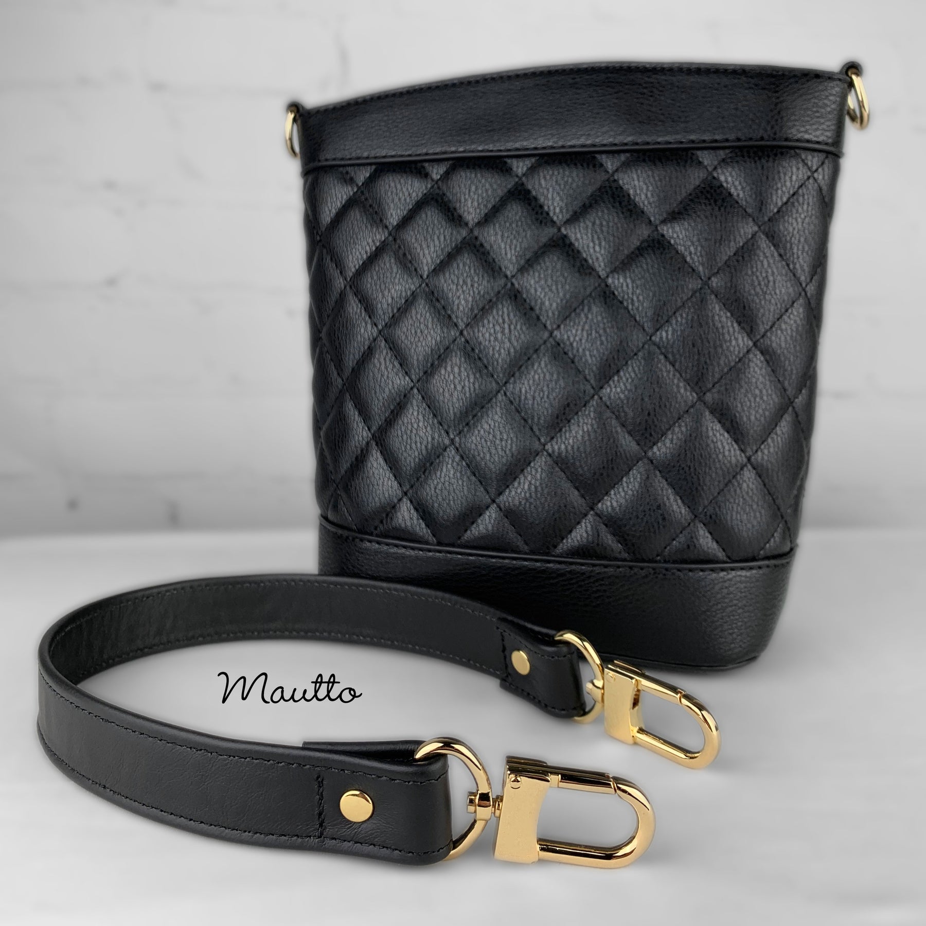 Short Shoulder Leather Strap - Choose Leather Color & Gold-tone Clips –  Mautto