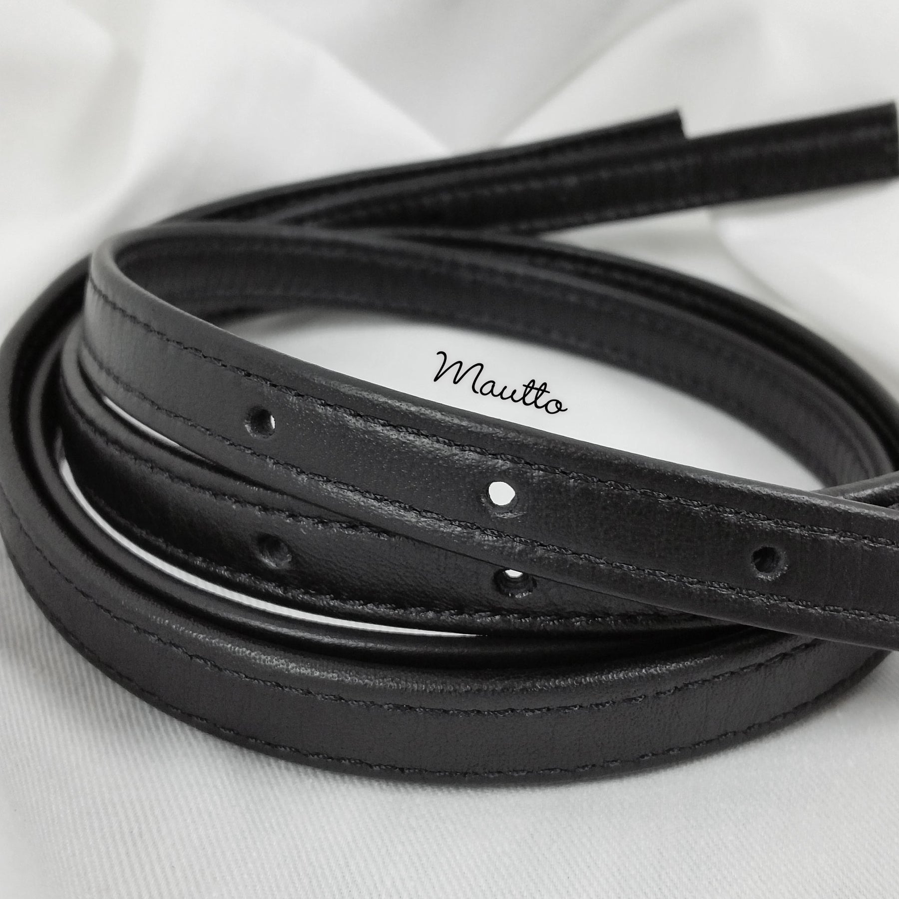 Mautto Replacement Leather Straps for Mk Jet Set or Similar - 1/2 inch Wide Black Pebble Leather