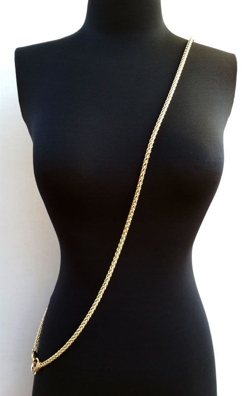 PLABBDPL Pack of 2 Pocket Chains, Metal Chain Straps, Gold Chain for Bag,  Flat Chain Strap with Twist Clasps, for Handbag, Purse, Clutch, Evening Bag